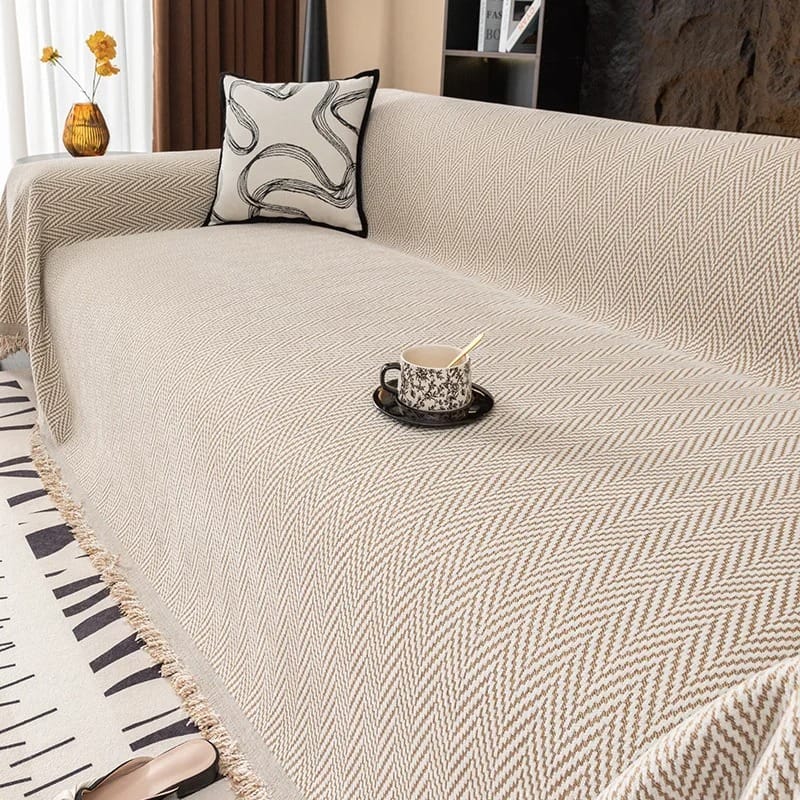 NordLoom Chenille Sofa Cover Non-Slip Nordic Throw Blanket Pet & Kid Friendly All-Season Protector
