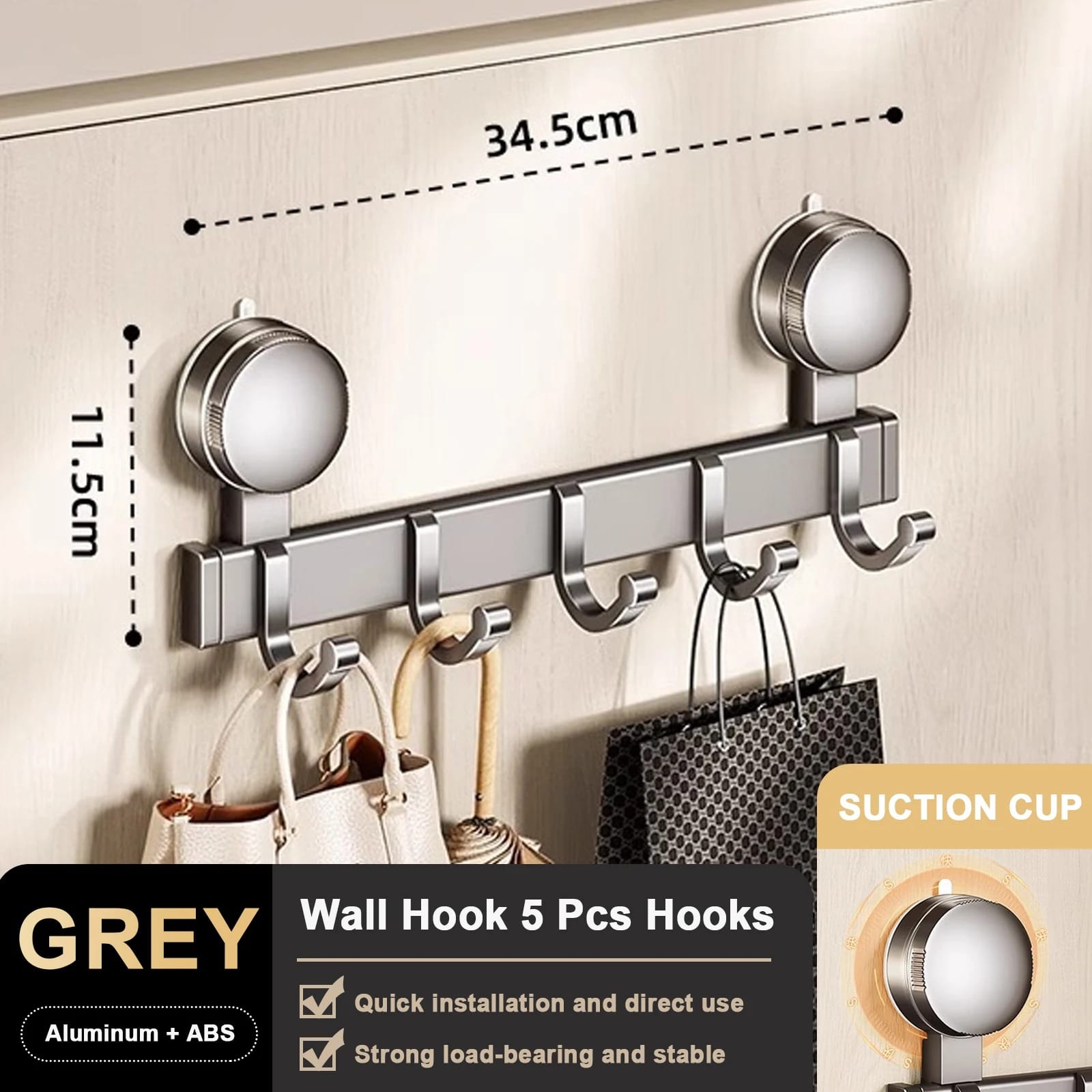 Suction Cup Hooks Heavy-Duty Bathroom & Kitchen Wall Hangers