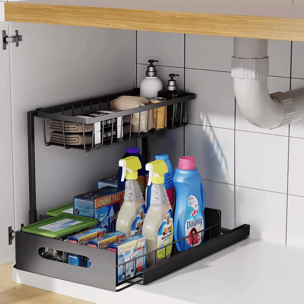 SlideNest | 2 Tier Slide Out Under Sink Organizer